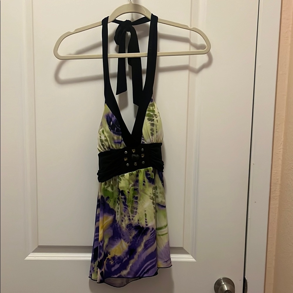 BCX Multicolor Halter top with Black Details